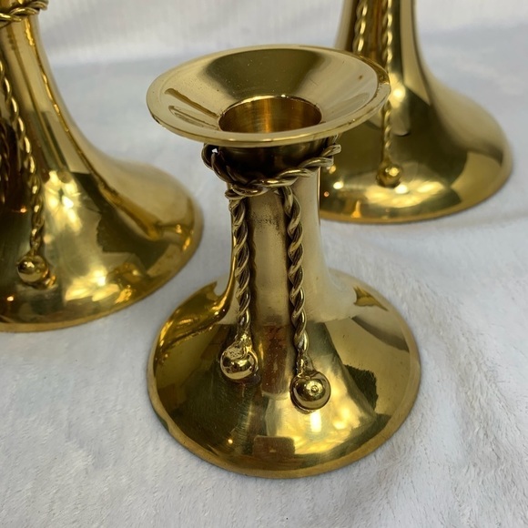 VINTAGE DECRORATIVE CRAFTS  BRASS CANDLE HOLDERS - Picture 2 of 14